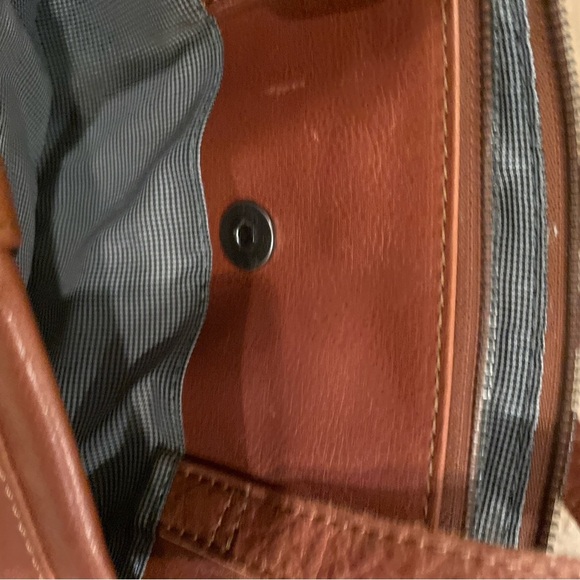 NWT Spikes & Sparrow Cognac Brandy Brown brass hdwre Leather Shoulder Bag - Picture 4 of 11